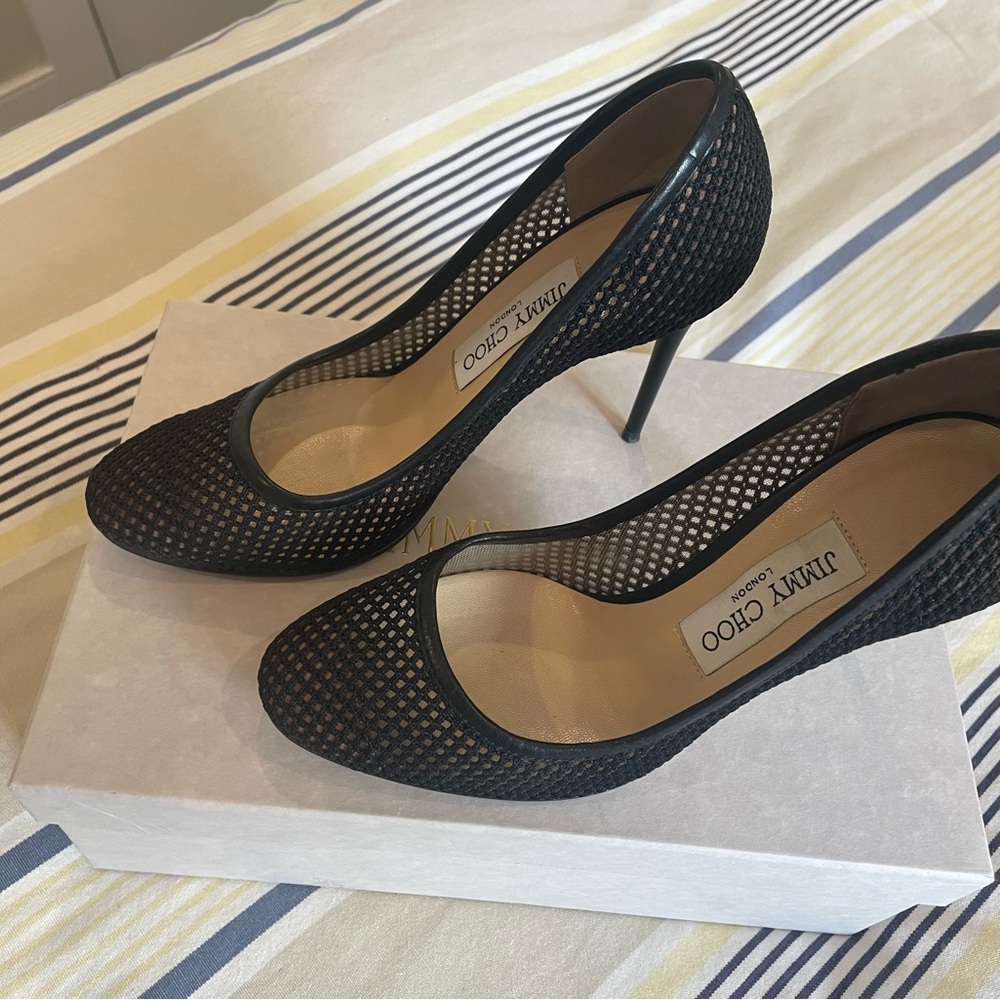 Jimmy Choo Black Stiletto Heels - Esme Mesh
